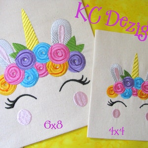 Unicorn Face With Flowers Machine Embroidery Design - 4x4, 5x7 & 6x8
