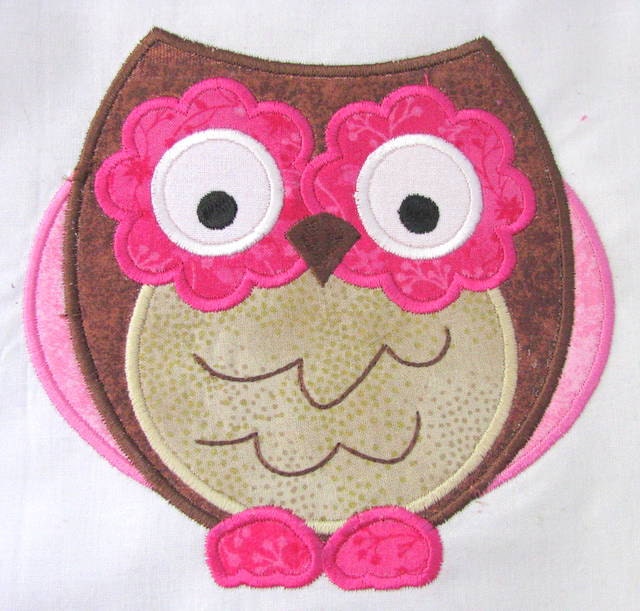Owls So Pink 03 Machine Applique Embroidery Design - Owl Applique Design - Owl Applique - Applique D