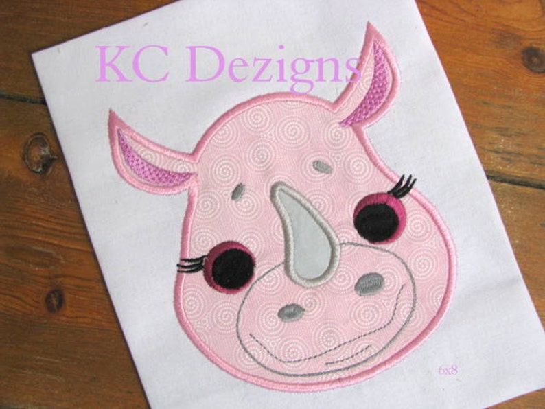 Cute Rhino Face Machine Applique Embroidery Design Rhino Etsy
