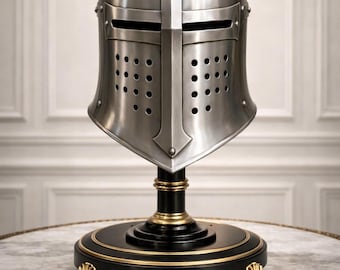 Casco de acero de cruzado templario – Armadura de caballero medieval forjada a mano | Casco gótico | Casco para LARP y recreación histórica