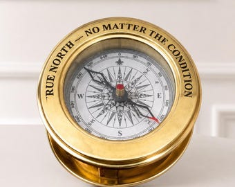 Bussola nautica in ottone massiccio con lente d'ingrandimento e scatola in legno | Bussola di navigazione antica funzionante | Regalo decorativo marittimo vintage