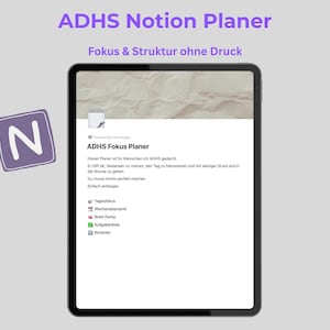 ADHD Notion Planner - ADHS Digital Planner Template for Focus & Organization