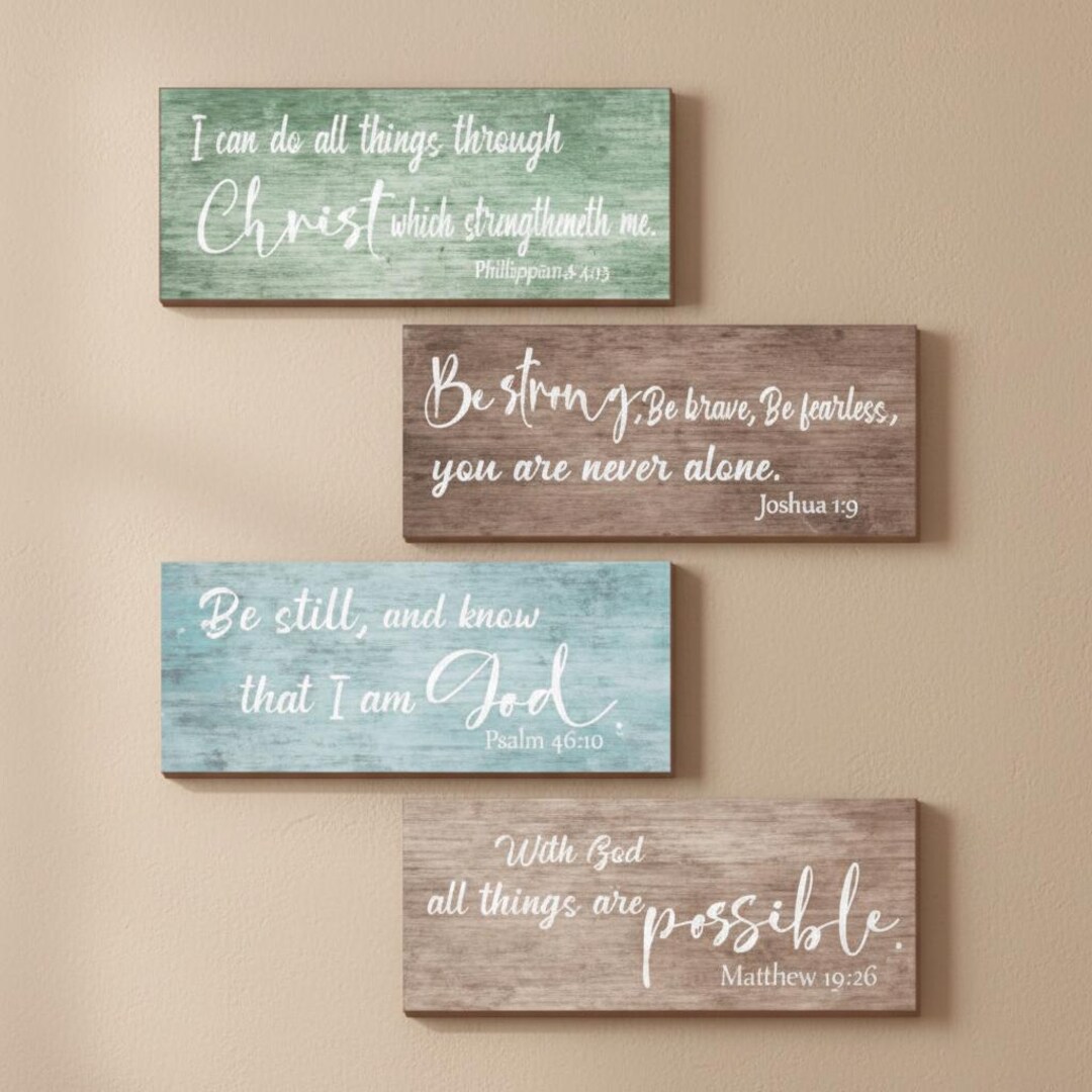Rustic Background With Scripture Rustic Wooden Bible Verse Wall Decor Set: Farmhouse Christian Signs - Etsy