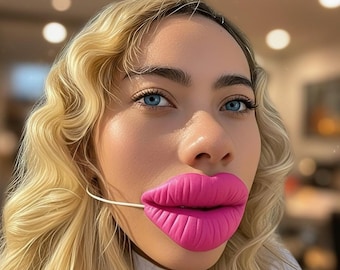 Duży, różowy żart w kształcie ust, zabawna zabawka, dodatek do kostiumu imprezowego