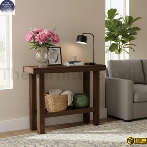 39.4 Inch Entryway Console Table, Narrow Sofa Table, Modern Hallway  With Two Tier Storage