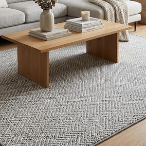 Gray Rug, Textured Area Rug for modern living room scandinavian decor soft woven runner rug entryway carpet woven loop style