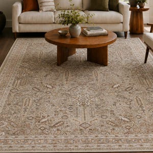 Dywan Timeless Design, tkany, postarzany, beżowy, kremowy, jasnobrązowy, tradycyjny, miękki, teksturowany