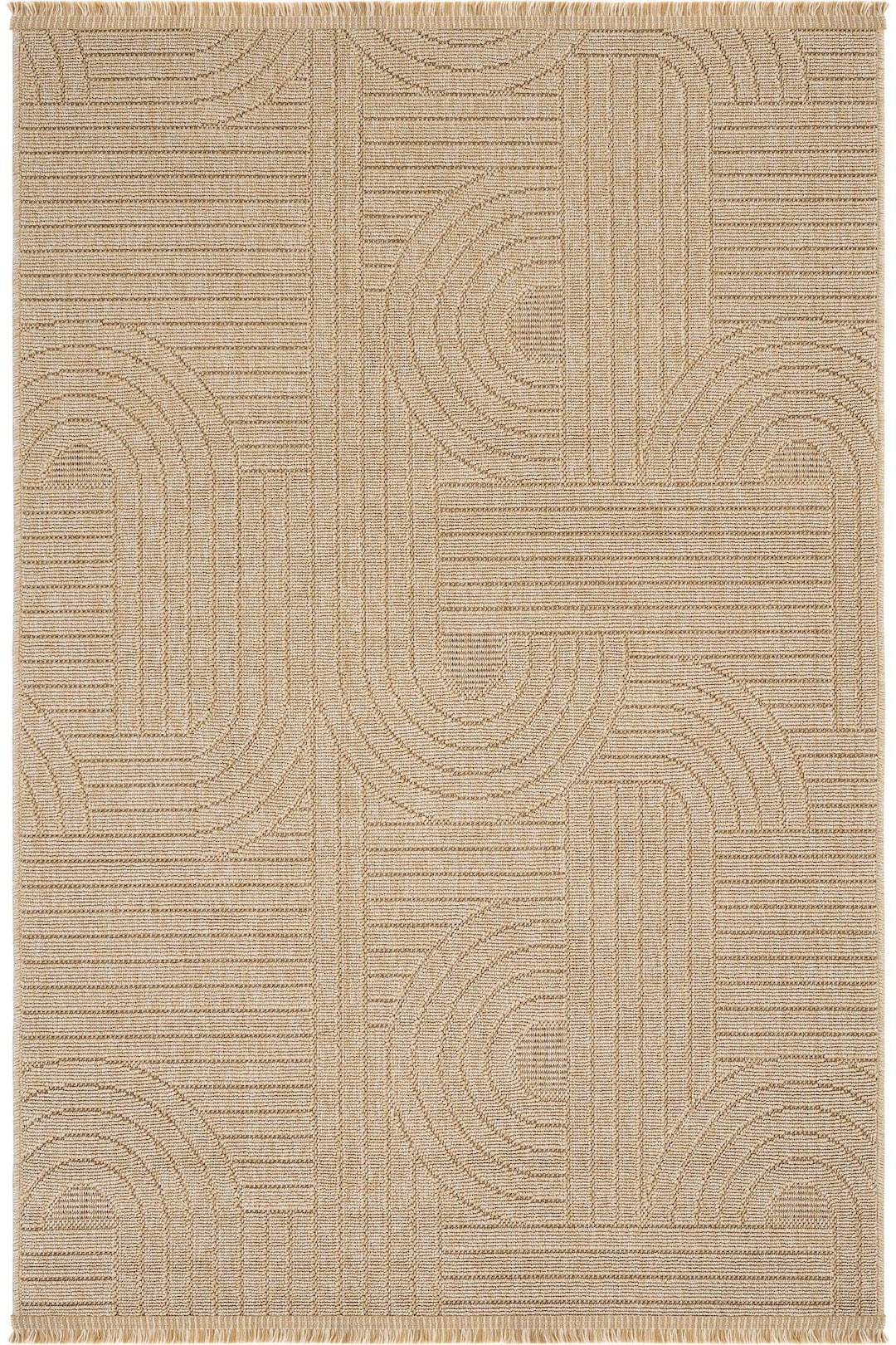Textured Beige Area Rug, Sculpted Geometric Neutral Style Rug, Modern ...