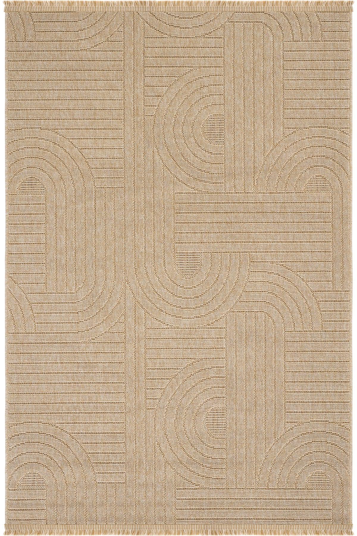 Textured Beige Area Rug, Sculpted Geometric Neutral Style Rug, Modern ...