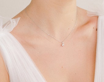 LOLA // Dainty wedding necklace, gold crystal necklace, bridal necklace, wedding jewellery, jewelry for brides, sterling silver, minimalist