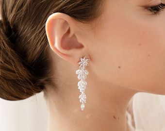 QUINN // Bridal drop earrings, statement wedding earrings, bridal jewellery, bridal earrings, wedding earrings for brides, crystal earrings