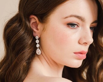 FLORENCE // Bridal drop earrings, statement wedding earrings, bridal jewellery, bridal earrings, wedding earrings for brides