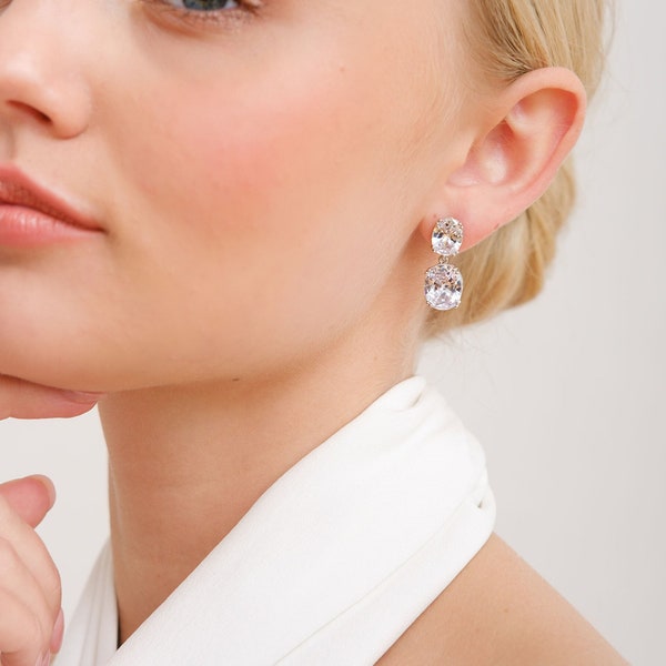 NATALIA // Bridal drop earrings, elegant bridal earrings, simple bridal jewellery, classic bridal earrings, dainty wedding earrings