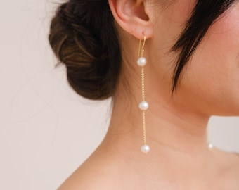 ZARA // Pendientes colgantes de perlas para novia, pendientes de boda de oro, pendientes de boda de perlas, pendientes de novia, pendientes de boda para novias