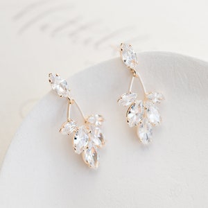 ANNA // Gold Bridal Earrings drop, wedding earrings for brides, gold wedding earrings, Crystal wedding jewellery, gold earrings image 4