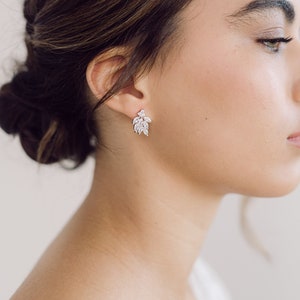 DIANA // Bridal stud earrings, silver wedding earrings, crystal statement stud earrings, bridesmaid earrings, bridesmaid gift