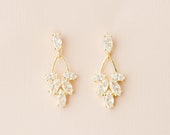 ANNA // Gold Bridal Earrings drop, wedding earrings for brides, gold wedding earrings, Crystal wedding jewellery, gold earrings