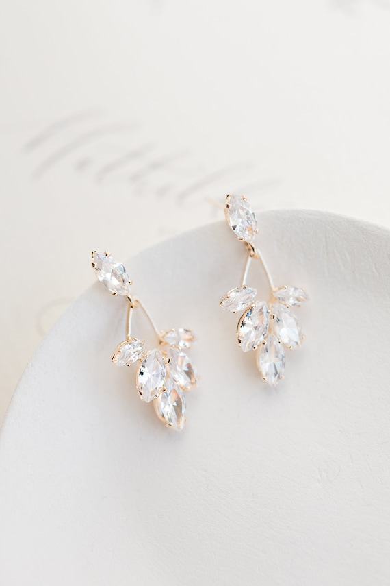 ANNA // Gold Bridal Earrings Drop, Wedding Earrings for Brides