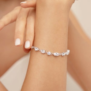 ELLIE // Silver bridal bracelet, Tennis bracelet, Crystal wedding bracelet, wedding bracelet, gemstone bracelet, bridesmaid gift image 2
