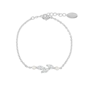 ERYN BRACELET // Silver bridal bracelet, dainty pearl wedding bracelet, cz wedding bracelet, pearl bracelet, bridesmaid bracelet, freshwater image 1