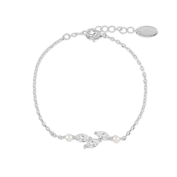 ERYN BRACELET // Silver bridal bracelet, dainty pearl wedding bracelet, cz wedding bracelet, pearl bracelet, bridesmaid bracelet, freshwater