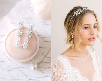 EMILIA // Silver wedding earrings, crystal wedding earrings, bridal earrings, crystal earrings, wedding earrings for brides