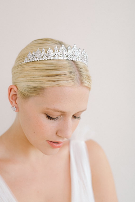 ADELA // Bridal Crown, Silver Wedding Tiara, Bridal  display picture 3