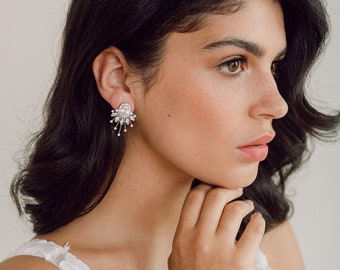 LANA // Bridal stud earrings, cluster earrings, wedding earrings, statement stud earrings, wedding jewellery, silver bridal earrings