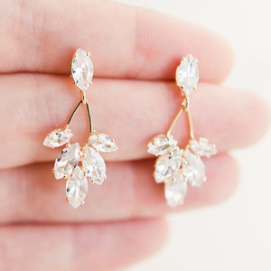 ANNA // Pendientes de novia de oro, pendientes de boda para novias, pendientes de boda de oro, joyas de boda de cristal, pendientes de oro imagen 5