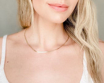 FAYE // Dainty snake chain necklace, waterproof necklace, herringbone Necklace, layering gold necklace, minimalist necklace, choker necklace