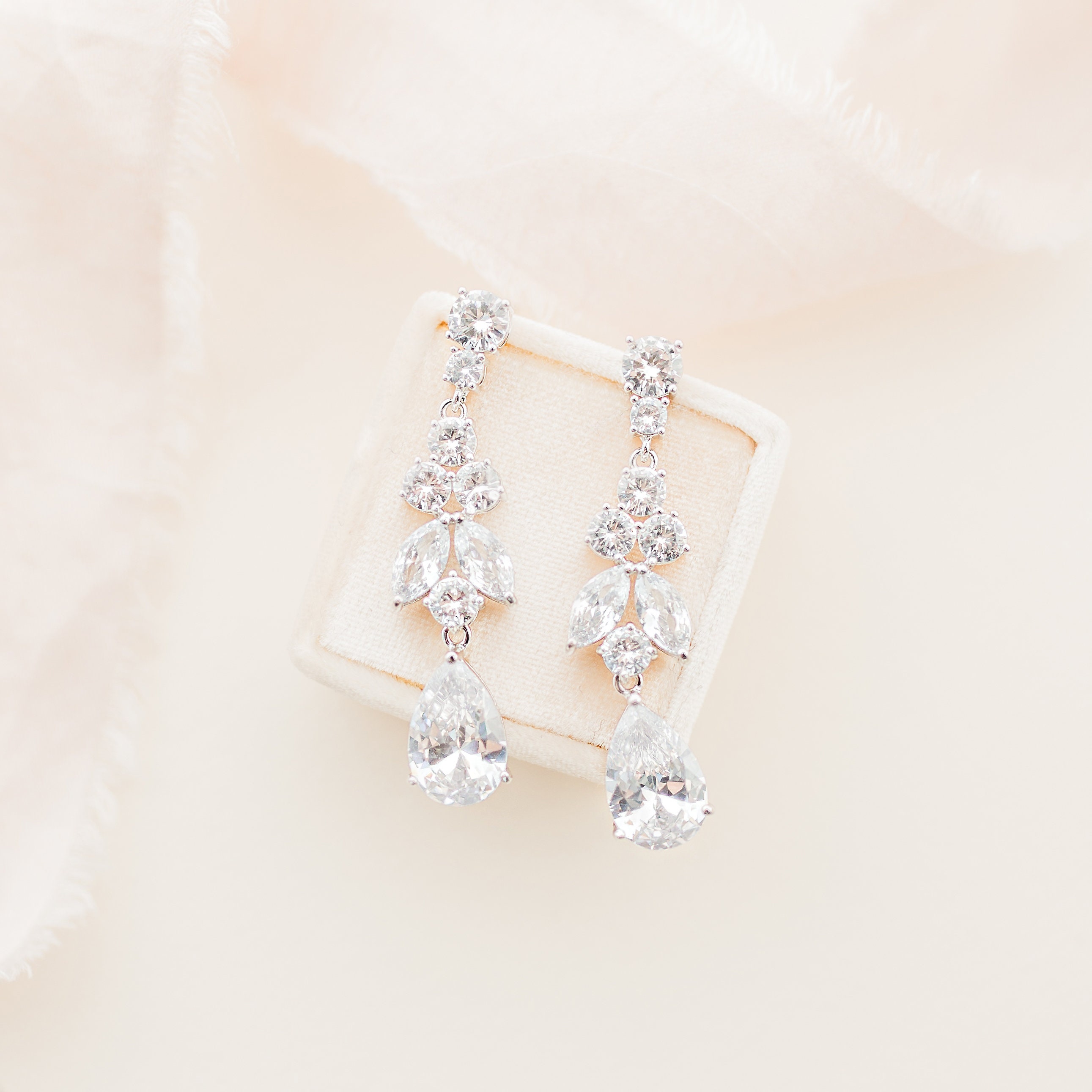 SELENA // Bridal Drop Earrings Statement Wedding Earrings | Etsy