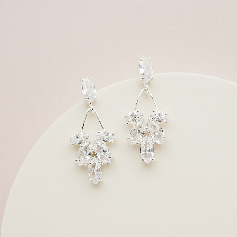 ANNA // Gold Bridal Earrings drop, wedding earrings for brides, gold wedding earrings, Crystal wedding jewellery, gold earrings image 8