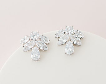 ESTEE // Bridal stud earrings, cluster earrings, wedding earrings, statement stud earrings, wedding jewellery, silver bridal earrings