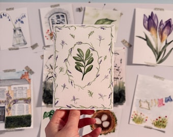 Handmade Watercolour Sage Card | Hand-Painted Witchcore Botanical | Cottagecore Floral | Blank Inside | Any Occasion