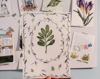 Original Watercolour Painting | Sage Botanical Art | Witchcore Cottagecore Wall Art | A5 | Signed | Home Decor