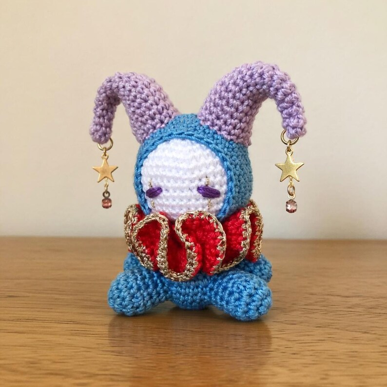 Jester Key Chain Crochet Whimsical Jester Keychain, Crochet Clown Bag Charm, Kawaii ...