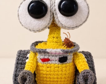 Gehäkelter Wall-E und Eve Schlüsselanhänger, handgemachter Amigurumi Roboter Taschenanhänger, niedlicher WALL-E EVE Plüsch-Schlüsselanhänger, Roboter Paar Geschenk