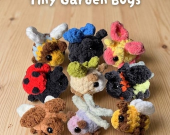Portachiavi di peluche a forma di insetti da giardino all'uncinetto, giocattolo amigurumi fatto a mano a forma di insetto, simpatico peluche a forma di ape, coccinella e farfalla, regalo per gli amanti degli insetti