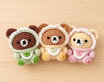 Baby Bär Gehäkelte Schlüsselanhänger, Handgemachter Amigurumi Bär Taschenanhänger, Niedlicher Teddybär Plüsch-Schlüsselanhänger, Benutzerdefinierte Farbe Häkeln Geschenk