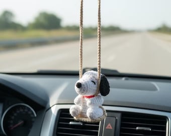 Crochet Beagle Autoanhänger, Amigurumi Beagle, Rückspiegel hängend
