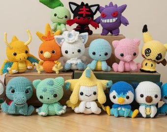 Gehäkelte Evoli Schlüsselanhänger, Sylveon Espeon Jolteon Leafeon Amigurumi, handgemachter Pokemon Taschenanhänger, Geschenk für Pokemon Fans
