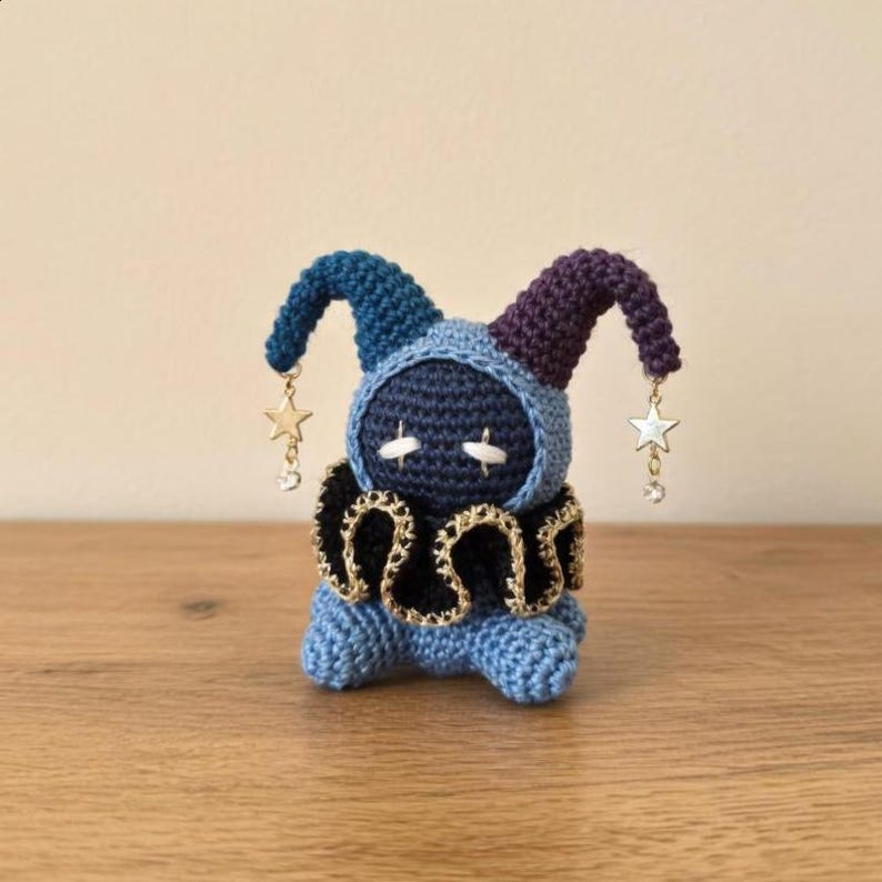 Jester Key Chain Crochet Whimsical Jester Keychain, Crochet Clown Bag Charm, Kawaii ...