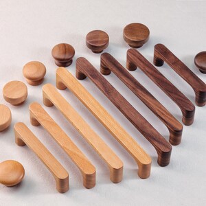 Manijas de madera maciza, tiradores de nogal negro y haya, tiradores para puertas de cocina, tiradores para puertas de armarios, tiradores para cajones de tocador, herrajes modernos.