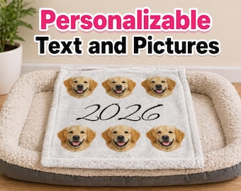 犬と年号をカスタマイズできるブランケット