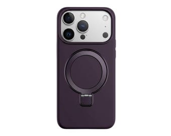 Premium Customizable Purple Silicone MagSafe Phone Case – Ring Stand Holder Magnetic Cover Gifts for Him Her iPhone Samsung Pixel Motorola