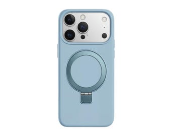 Premium Customizable Blue Silicone MagSafe Phone Case – Ring Stand Holder Magnetic Cover Gifts for Him Her iPhone Samsung Pixel Motorola