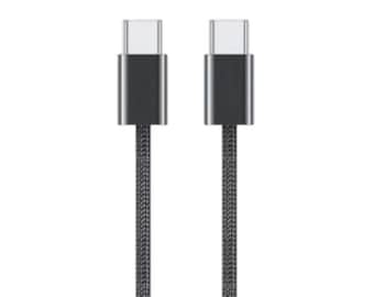 USB-C to USB-C Fast Charging Cable – 60W PD Braided 2M Cord, Durable Type-C Wire for iPhone 15 Laptop Tablet Gifts for Him Her