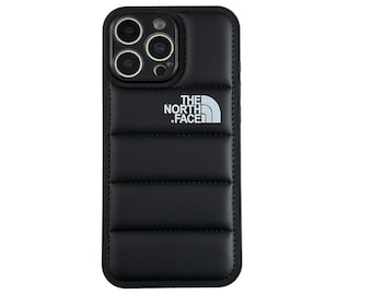 Luxury Customizable Puffer Style Phone Case – Black Silicone with Protective Border Gifts for Him Her iPhone Samsung Pixel Motorola