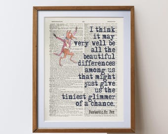 Roald Dahl 'Mr. Fox' Dictionary Art Print
