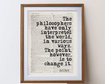 Karl Marx  Quote dictionary page art Print unique literary  inspiration gift  (8x10)